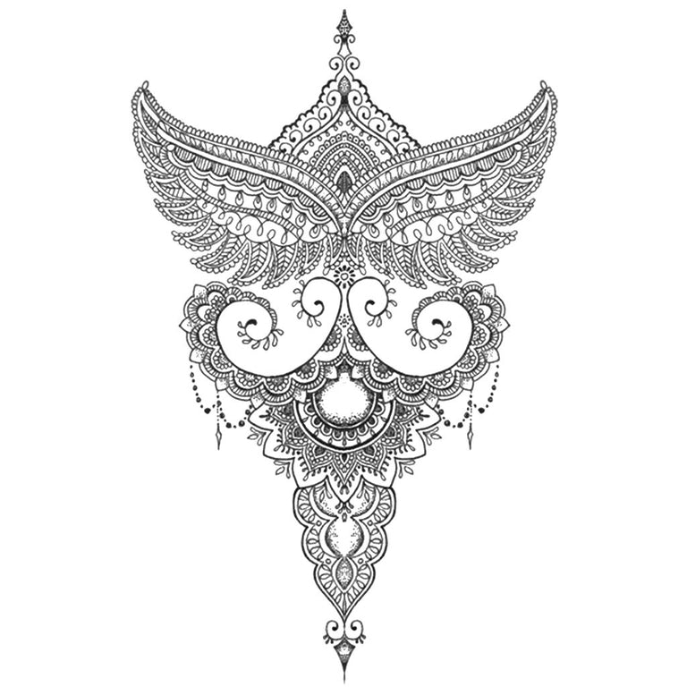 Tatouage temporaire hyperréaliste Ornamental Lotus Wings de ArtWear Tattoo Mandala sur le bras d'un homme et jambe d'une femme