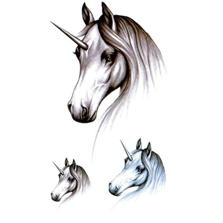 Tatouage temporaire hyperréaliste Lil Unicorn de ArtWear Tattoo Animaux sur le bras d'un homme et jambe d'une femme
