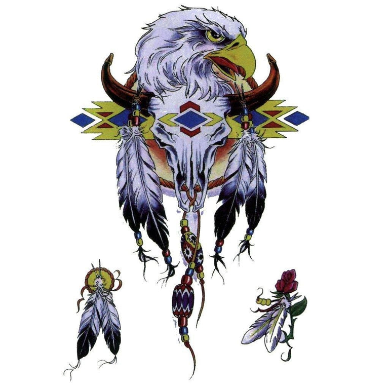 Tatouage temporaire hyperréaliste Navajo Eagle de ArtWear Tattoo Animaux sur le bras d'un homme et jambe d'une femme