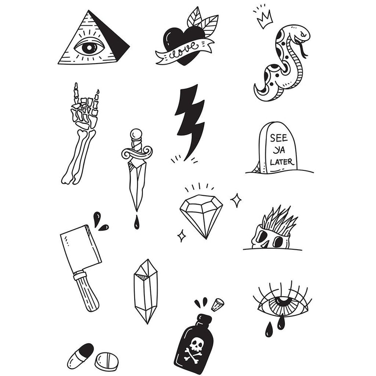 Tatouage temporaire hyperréaliste Ignorant Style Board 2 - Pack de ArtWear Tattoo Minimalistes sur le bras d'un homme et jambe d'une femme