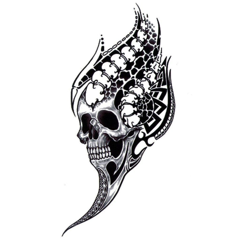 Tatouage temporaire hyperréaliste Skull Jewel de ArtWear Tattoo Tête de mort sur le bras d'un homme et jambe d'une femme