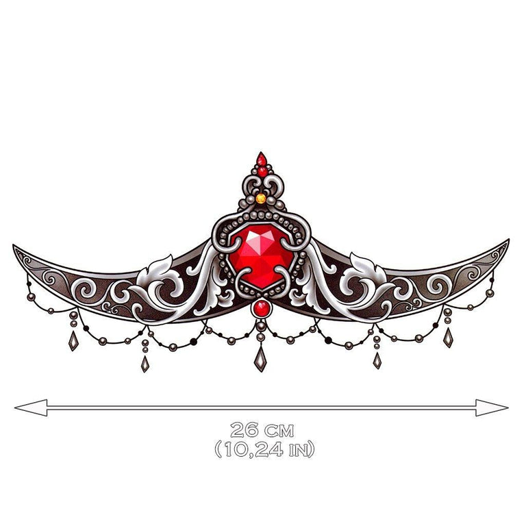 Tatouage temporaire hyperréaliste Sexy Red Ornament Underboob de ArtWear Tattoo Underboob sur le bras d'un homme et jambe d'une femme