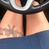 Tatouage temporaire hyperréaliste Lace and Bows Pack de ArtWear Tattoo Divers Fantaisie sur le bras d'un homme et jambe d'une femme