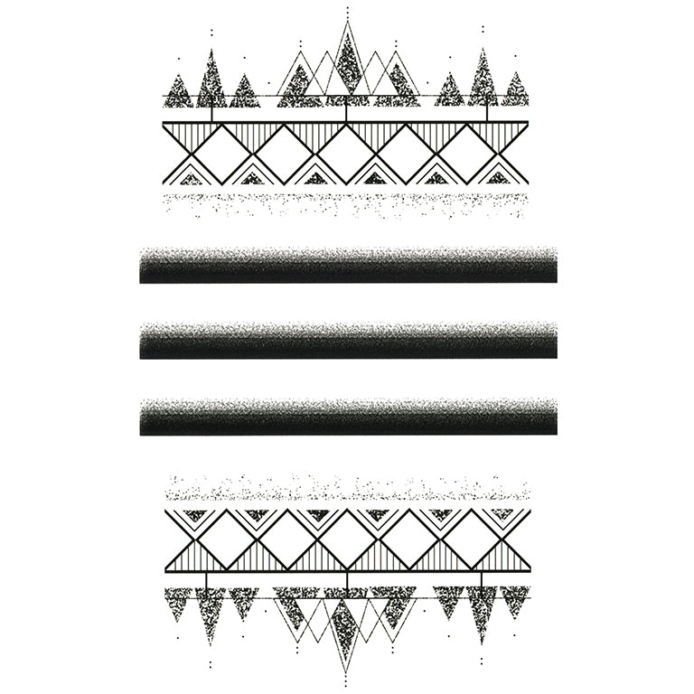 Tatouage temporaire hyperréaliste Wristband 1 - Pack de ArtWear Tattoo Géométriques sur le bras d'un homme et jambe d'une femme