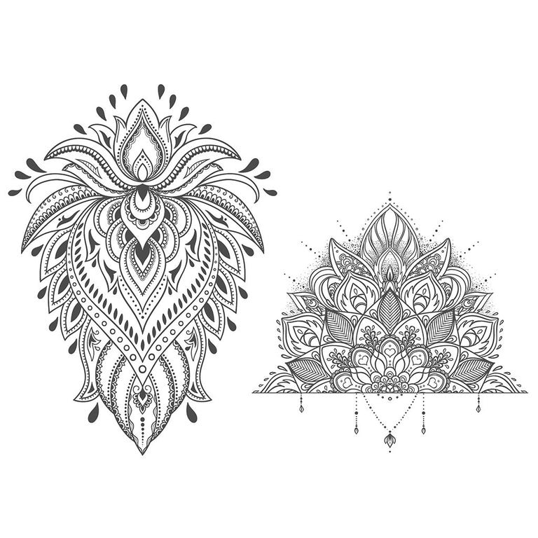 Tatouage temporaire hyperréaliste Ornamental Lotus de ArtWear Tattoo Mandala sur le bras d'un homme et jambe d'une femme