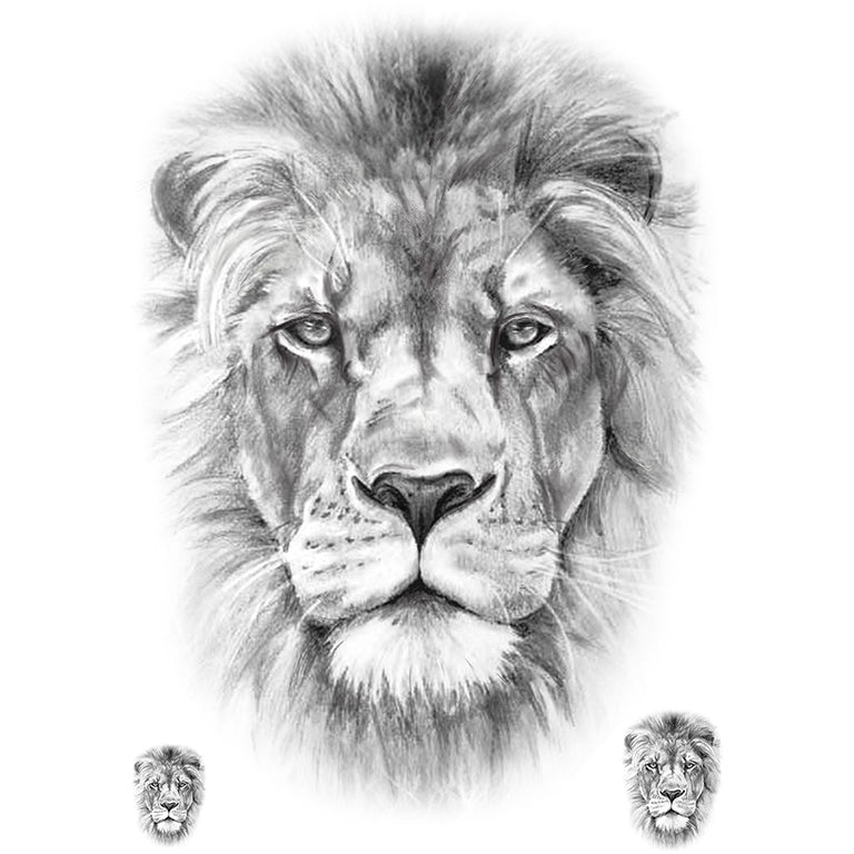 Tatouage temporaire hyperréaliste Realistic Lion - Pack de ArtWear Tattoo Animaux sur le bras d'un homme et jambe d'une femme