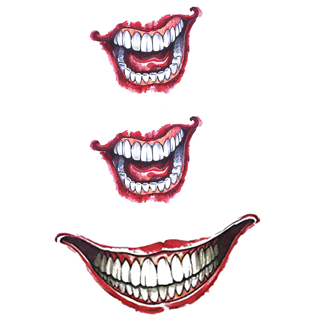 Tatouage temporaire hyperréaliste Joker Smile - White Touch de ArtWear Tattoo Divers Fantaisie sur le bras d'un homme et jambe d'une femme