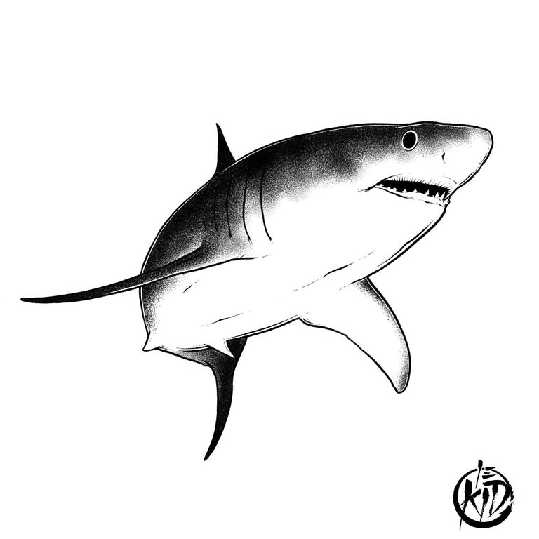 Tatouage temporaire hyperréaliste Shark - by Le Kid de ArtWear Tattoo Collaborations sur le bras d'un homme et jambe d'une femme