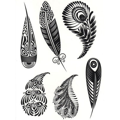 Tatouage temporaire hyperréaliste Designed Feathers - Pack de ArtWear Tattoo Ailes & Plumes sur le bras d'un homme et jambe d'une femme