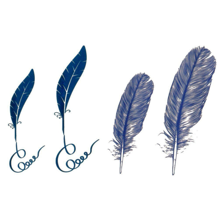 Tatouage temporaire hyperréaliste Lil Feathers - Pack de ArtWear Tattoo Ailes & Plumes sur le bras d'un homme et jambe d'une femme