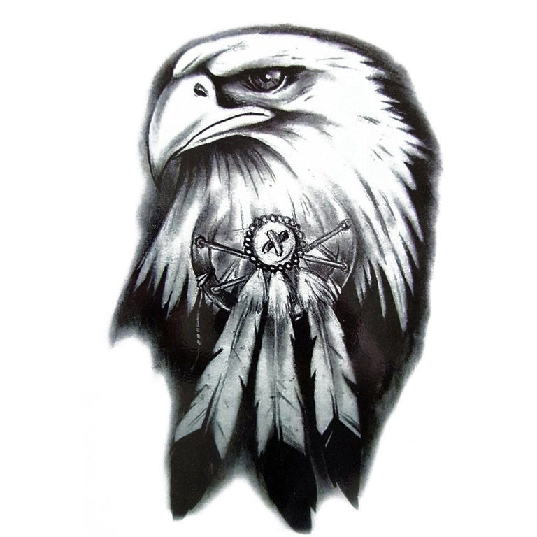 Tatouage temporaire hyperréaliste American Eagle de ArtWear Tattoo Animaux sur le bras d'un homme et jambe d'une femme