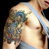 Tatouage temporaire hyperréaliste Blue Dragon de ArtWear Tattoo Animaux sur le bras d'un homme et jambe d'une femme