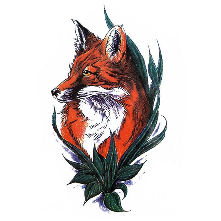 Tatouage temporaire hyperréaliste Color Fox de ArtWear Tattoo Animaux sur le bras d'un homme et jambe d'une femme