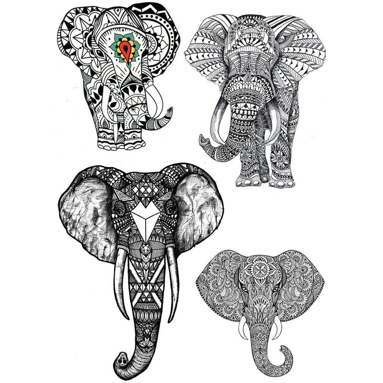 Tatouage temporaire hyperréaliste Elephants de ArtWear Tattoo Animaux sur le bras d'un homme et jambe d'une femme