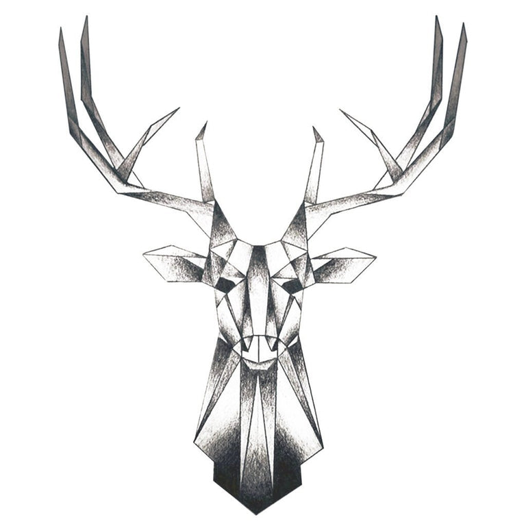Tatouage temporaire hyperréaliste Geometric Stag de ArtWear Tattoo Animaux sur le bras d'un homme et jambe d'une femme