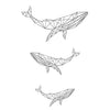 Tatouage temporaire hyperréaliste Geometric Whales - Pack de ArtWear Tattoo Animaux sur le bras d'un homme et jambe d'une femme