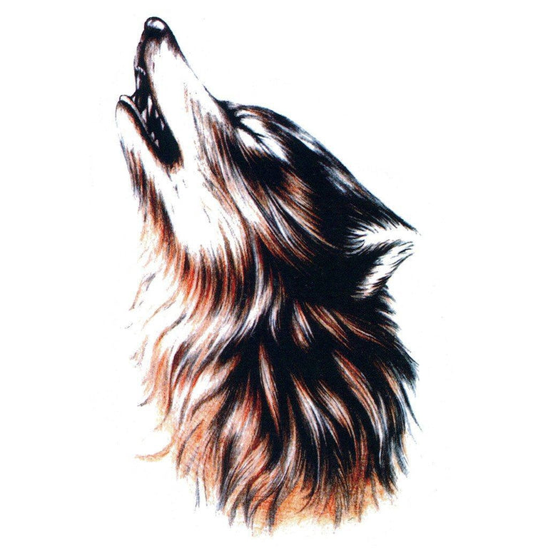 Tatouage temporaire hyperréaliste Howling Wolf de ArtWear Tattoo Animaux sur le bras d'un homme et jambe d'une femme