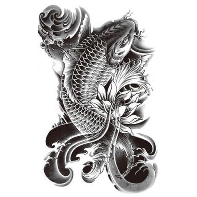 Tatouage temporaire hyperréaliste Koi Fish 1 de ArtWear Tattoo Animaux sur le bras d'un homme et jambe d'une femme