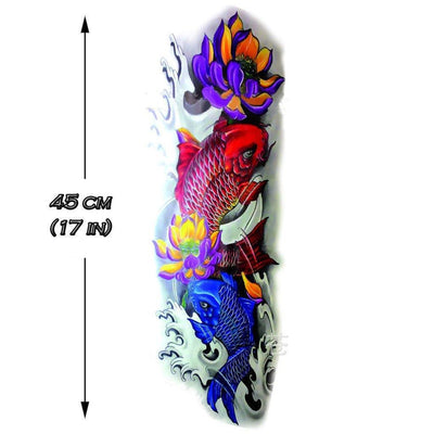 Tatouage temporaire hyperréaliste Koi Fish - Sleeve 5 de ArtWear Tattoo Animaux sur le bras d'un homme et jambe d'une femme