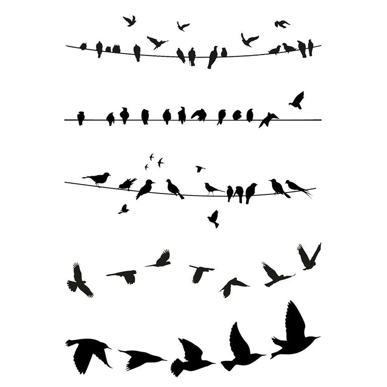 Tatouage temporaire hyperréaliste Multi Lil Birds - Pack de ArtWear Tattoo Animaux sur le bras d'un homme et jambe d'une femme