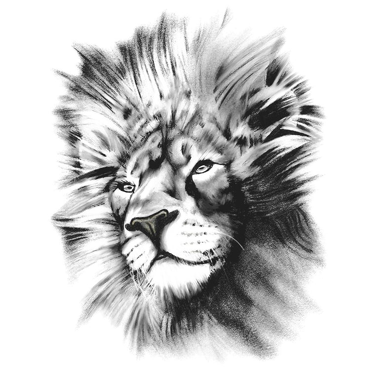 Tatouage temporaire hyperréaliste Realistic Lion 2 de ArtWear Tattoo Animaux sur le bras d'un homme et jambe d'une femme