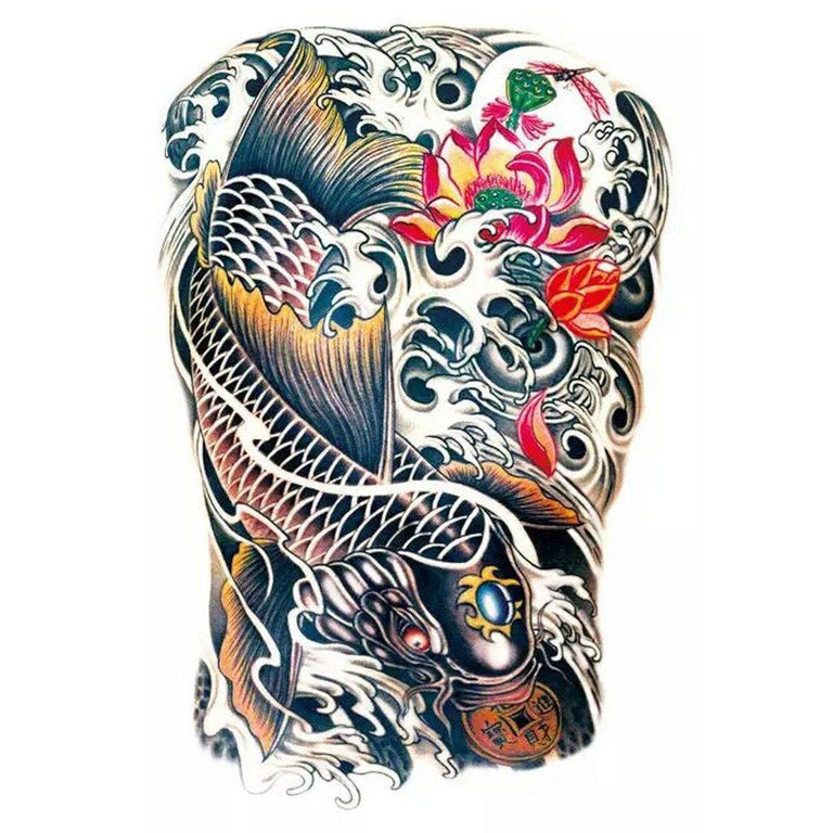 Tatouage temporaire hyperréaliste Silver Koi Fish de ArtWear Tattoo Animaux sur le bras d'un homme et jambe d'une femme