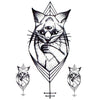 Tatouage temporaire hyperréaliste Three Eyed Cat de ArtWear Tattoo Animaux sur le bras d'un homme et jambe d'une femme