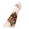 Tatouage temporaire hyperréaliste Time Keeper Owl - Pack de ArtWear Tattoo Animaux sur le bras d'un homme et jambe d'une femme