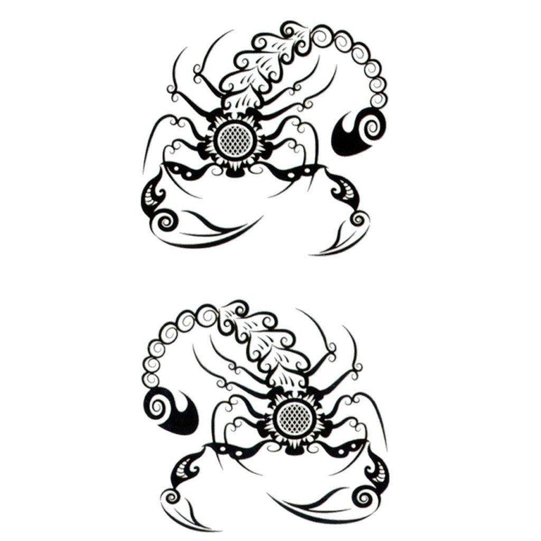 Tatouage temporaire hyperréaliste Tribal Scorpion de ArtWear Tattoo Animaux sur le bras d'un homme et jambe d'une femme