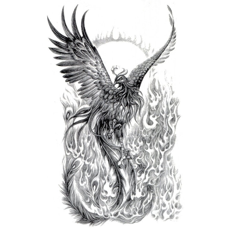 Tatouage temporaire hyperréaliste Wild Phoenix de ArtWear Tattoo Animaux sur le bras d'un homme et jambe d'une femme