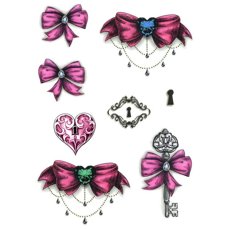 Tatouage temporaire hyperréaliste Knot & Key - Pack de ArtWear Tattoo Cartoon sur le bras d'un homme et jambe d'une femme