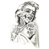 Tatouage temporaire hyperréaliste Marilyn Santa Muerte de ArtWear Tattoo Cartoon sur le bras d'un homme et jambe d'une femme