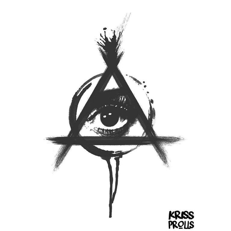 Tatouage temporaire hyperréaliste Illuminatis - by Kriss Prolls de ArtWear Tattoo Collaborations sur le bras d'un homme et jambe d'une femme