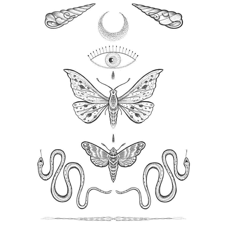 Tatouage temporaire hyperréaliste Moon Spirit - by Sélune de ArtWear Tattoo Collaborations sur le bras d'un homme et jambe d'une femme