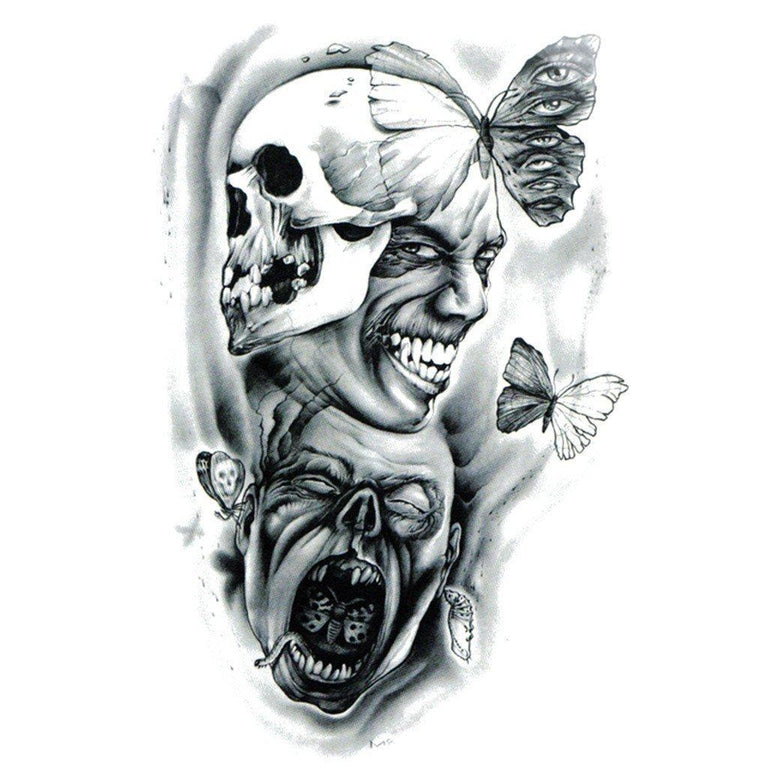 Tatouage temporaire hyperréaliste Horror Master de ArtWear Tattoo Divers Fantaisie sur le bras d'un homme et jambe d'une femme