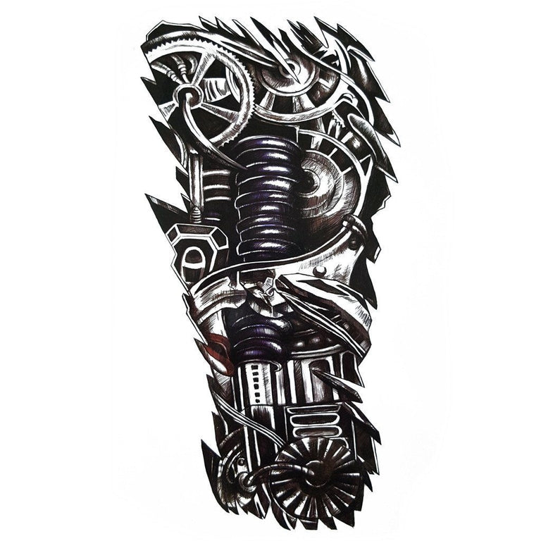 Tatouage temporaire hyperréaliste Mechanical 4 de ArtWear Tattoo Divers Fantaisie sur le bras d'un homme et jambe d'une femme