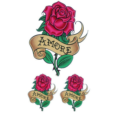 Tatouage temporaire hyperréaliste Amore Roses - Pack de ArtWear Tattoo Fleurs sur le bras d'un homme et jambe d'une femme