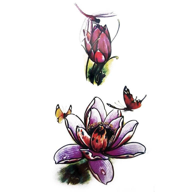 Tatouage temporaire hyperréaliste Lil Flowers de ArtWear Tattoo Fleurs sur le bras d'un homme et jambe d'une femme