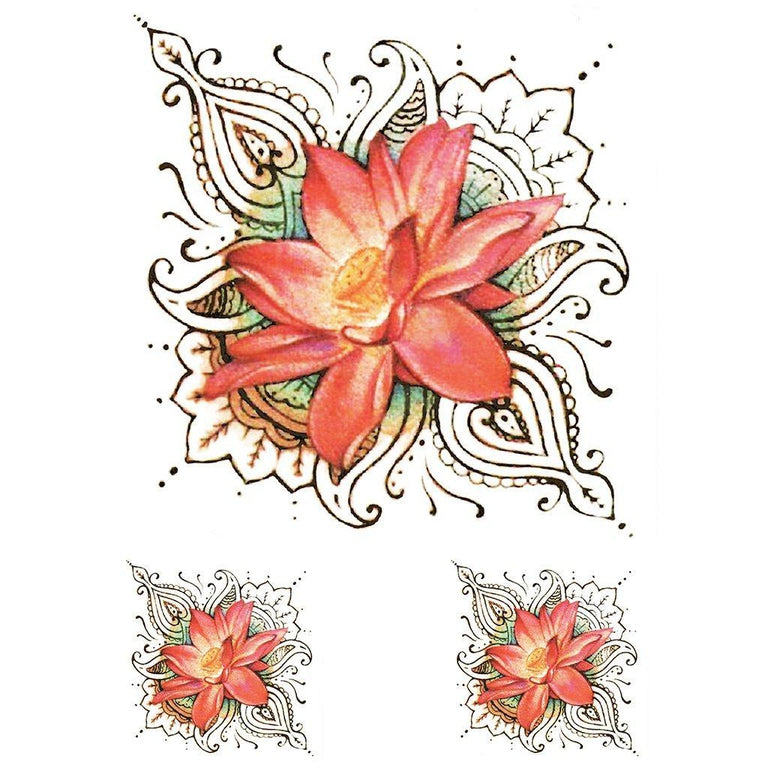 Tatouage temporaire hyperréaliste Pink Lotus de ArtWear Tattoo Fleurs sur le bras d'un homme et jambe d'une femme