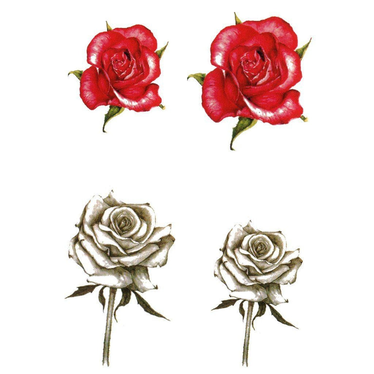 Tatouage temporaire hyperréaliste Roses - Pack de ArtWear Tattoo Fleurs sur le bras d'un homme et jambe d'une femme