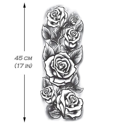 Tatouage temporaire hyperréaliste Roses Sleeve de ArtWear Tattoo Fleurs sur le bras d'un homme et jambe d'une femme
