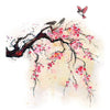 Tatouage temporaire hyperréaliste Sakura Tree & Birds de ArtWear Tattoo Fleurs sur le bras d'un homme et jambe d'une femme
