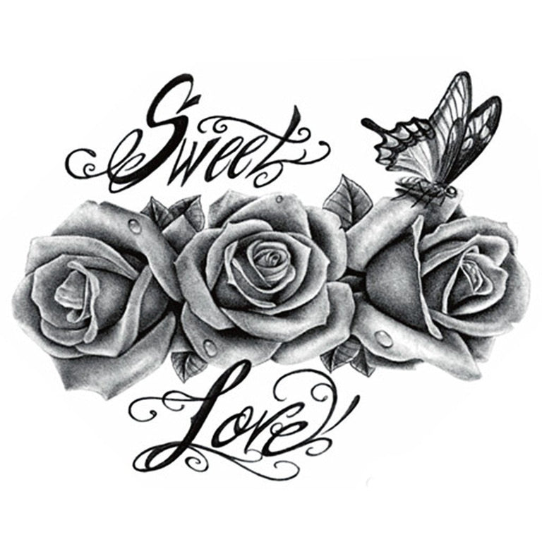 Tatouage temporaire hyperréaliste Sweet Love Roses de ArtWear Tattoo Fleurs sur le bras d'un homme et jambe d'une femme