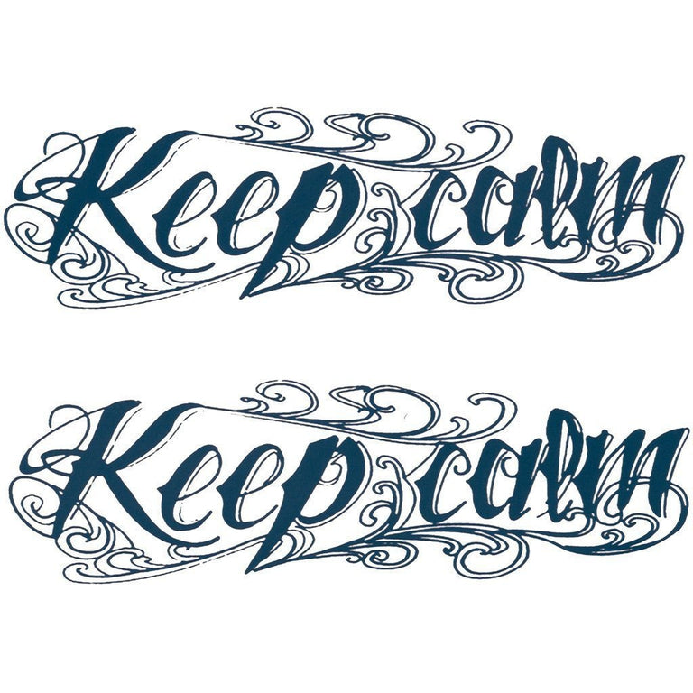 Tatouage temporaire hyperréaliste Keep Calm - Pack de ArtWear Tattoo Lettres & Citations sur le bras d'un homme et jambe d'une femme