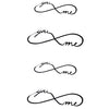 Tatouage temporaire hyperréaliste "You & Me" Infinity - Pack de ArtWear Tattoo Lettres & Citations sur le bras d'un homme et jambe d'une femme