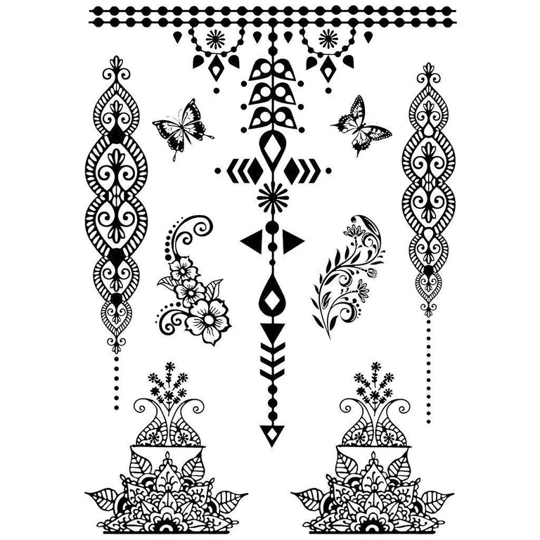 Tatouage temporaire hyperréaliste Beautiful Oranaments - Pack de ArtWear Tattoo Mandala sur le bras d'un homme et jambe d'une femme
