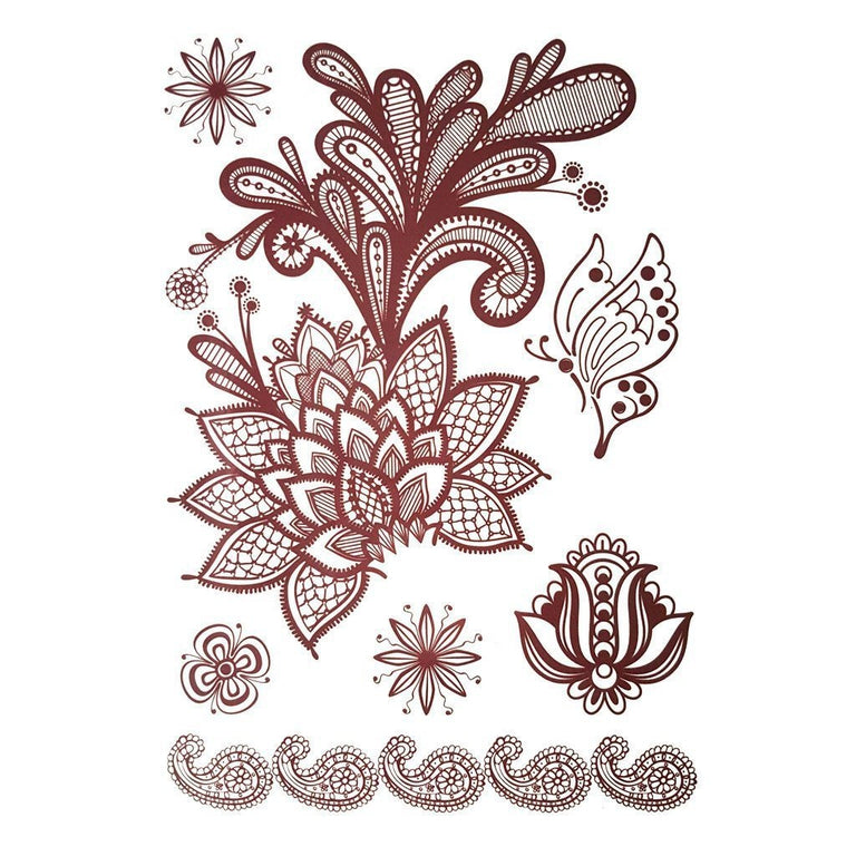 Tatouage temporaire hyperréaliste Brown Henna Style - Pack de ArtWear Tattoo Mandala sur le bras d'un homme et jambe d'une femme