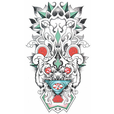 Tatouage temporaire hyperréaliste Colored Mandala de ArtWear Tattoo Mandala sur le bras d'un homme et jambe d'une femme