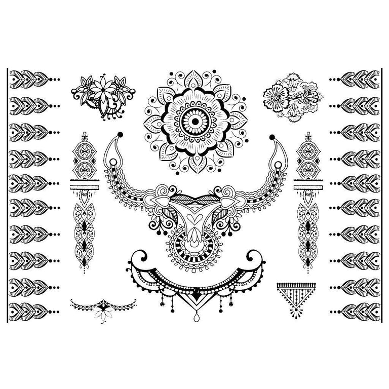 Tatouage temporaire hyperréaliste Henna Style Celebration - Pack de ArtWear Tattoo Mandala sur le bras d'un homme et jambe d'une femme