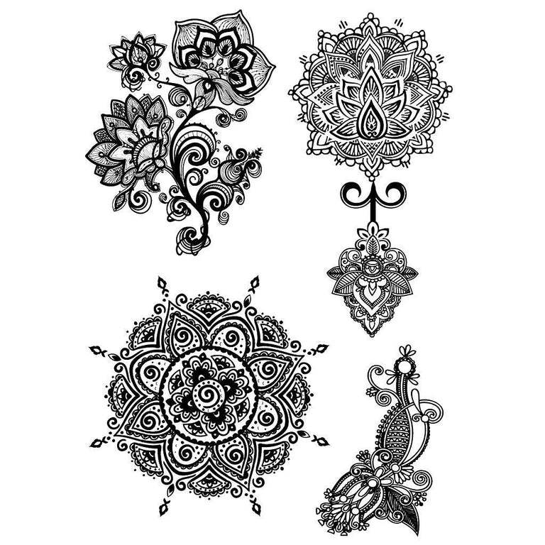 Tatouage temporaire hyperréaliste Sacred Mandalas - Pack de ArtWear Tattoo Mandala sur le bras d'un homme et jambe d'une femme